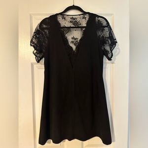 Zara Suede mini dress with lace sleeves
